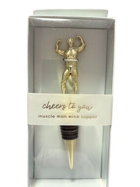 NEW Gold Muscle Man Wine Bottle Stopper, for Bachelorette Parties, Girls Weekend